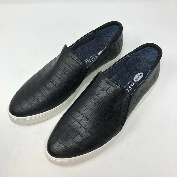 Dr Scholl's Womens sz 9M Black Croc Embossed Slip-On DownTown Sneakers NWB - Picture 3 of 10
